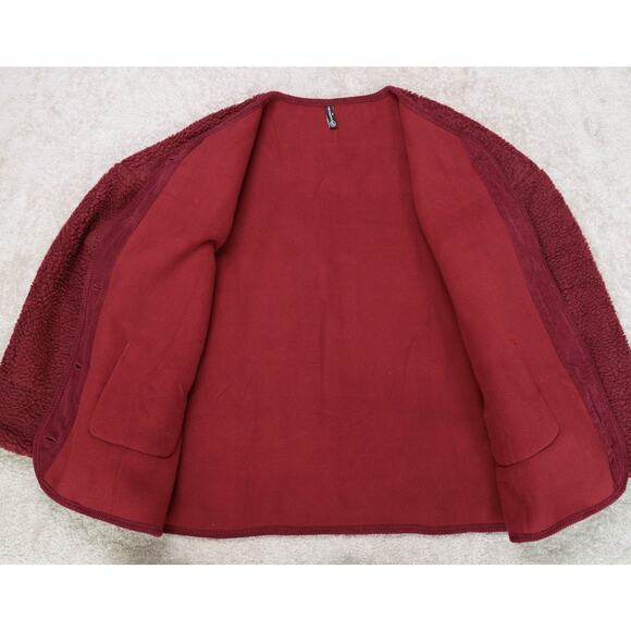 PrettyGarden Burgundy Red Sherpa Corduroy Jacket Womens Size M NWOT - Picture 3 of 13